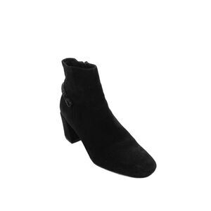 Footnotes Womens Side Zip Block Heel Suede Ankle Boots Black Size 8M